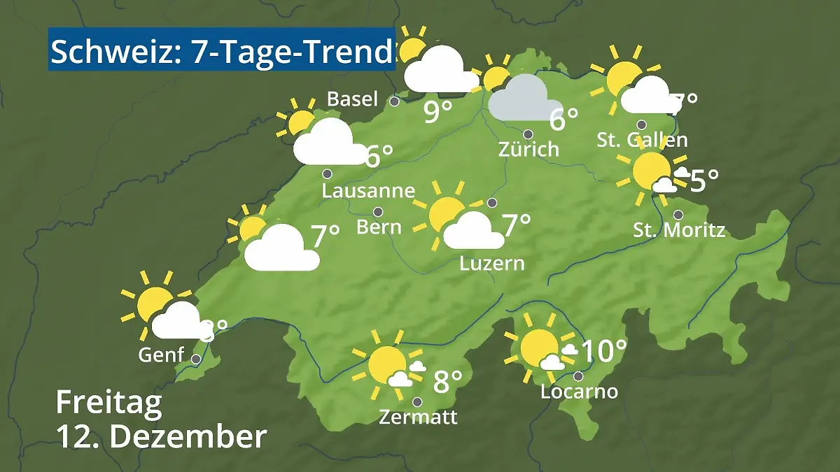 Schweiz: Wie wird das Wetter? Video 7-Tage-Trend: Bern, Basel, Genf, Zürich