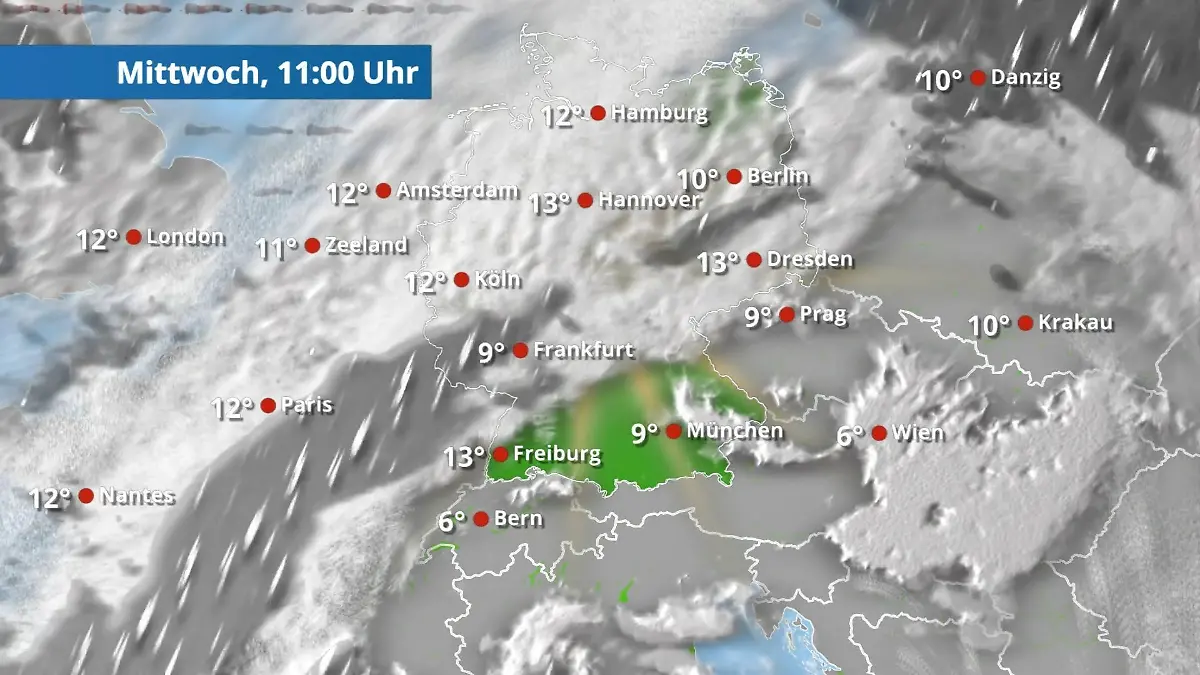 Viele Wolken, hier und da fällt Regen Der Regen- und Wolkenfilm für 48 Stunden