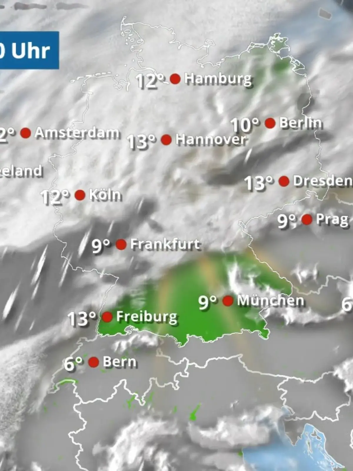 Bild zu: "Viele Wolken, hier und da fällt Regen"