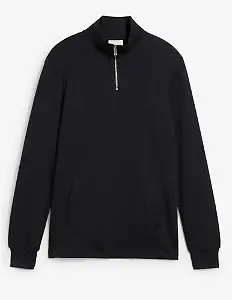 Schwarzer Quarter-Zip aus Bio-Baumwolle