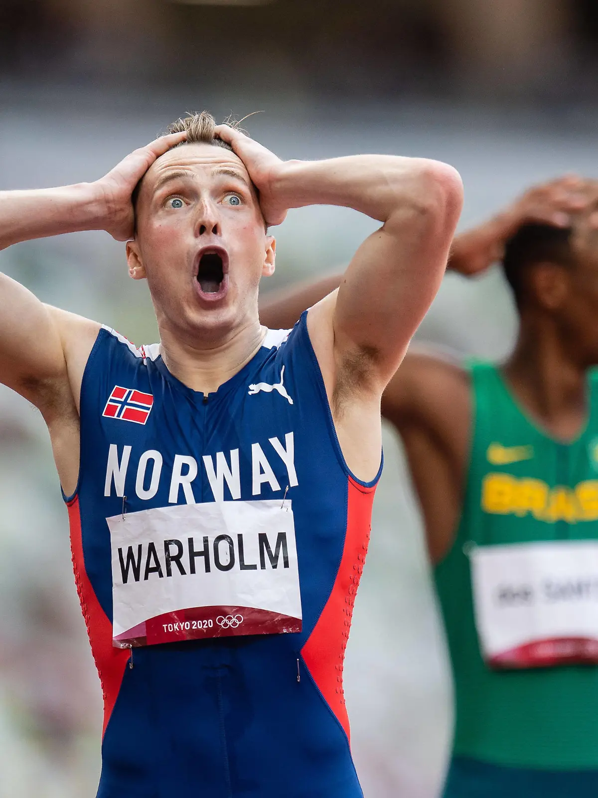  210803 Karsten Warholm of Norway celebrates after running on a new world record in men s 400 meter hurdle final during day 11 of the Tokyo 2020 Olympic Games, Olympische Spiele, Olympia, OS on August 3, 2021 in Tokyo. Photo: Jon Olav Nesvold / BILDBYRAN / COP 217 / JM0185 bbeng friidrott athletics friidrett olympic games olympics os ol olympiska spel olympiske leker tokyo2020 tokyo 2020 tokyo-os tokyo-ol norge norway jubel *** 210803 Karsten Warholm of Norway celebrates after running on a new world record in men s 400 meter hurdle final during day 11 of the Tokyo 2020 Olympic Games on August 3, 2021 in Tokyo Photo Jon Olav Nesvold BILDBYRAN COP 217 JM0185 bbeng athletics athletics athletics olympic games olympics os ol olympic games olympic games tokyo2020 tokyo 2020 tokyo os tokyo ol norway norway cheers, PUBLICATIONxNOTxINxSWExNORxAUT Copyright: JONxOLAVxNESVOLD BB210803JE061