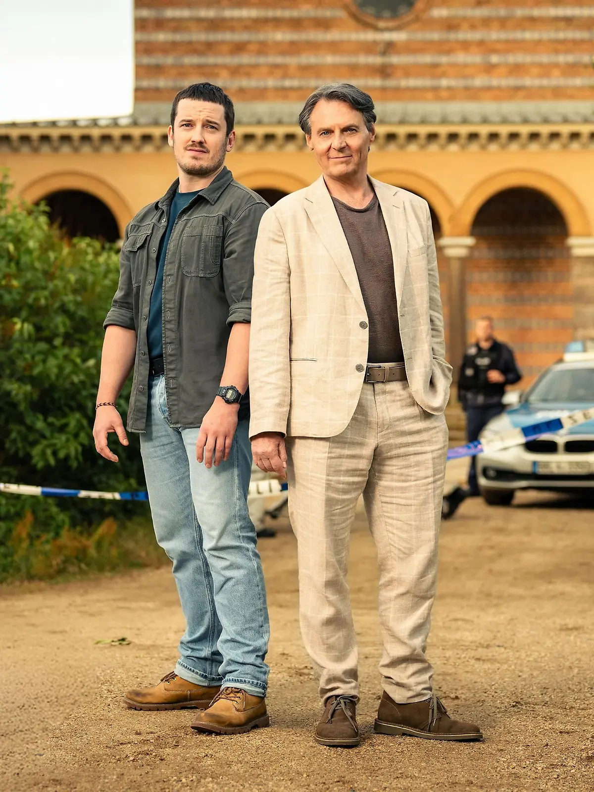 „Haveltod – Ein Potsdam-Krimi”: Felix Kreutzer (l., spielt Gregor Weber) und Wolfgang Bahro (spielt Armin Weber)