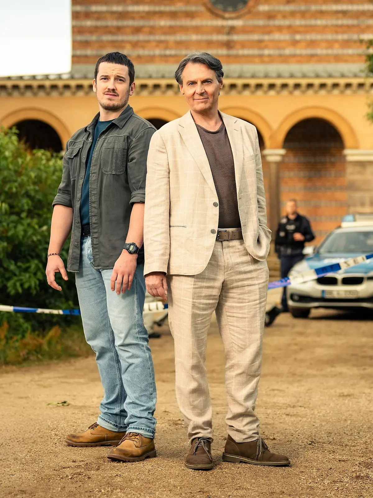 „Haveltod – Ein Potsdam-Krimi”: Felix Kreutzer (l., spielt Gregor Weber) und Wolfgang Bahro (spielt Armin Weber)