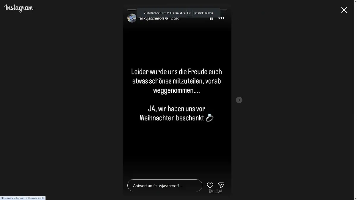 Felix von Jascheroff hätte seinen Fans gerne selbst die frohe Botschaft verkündet. 