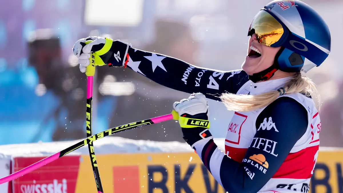 Lindsey Vonn jubelt nach ihrem famosen Sieg in St. Moritz.