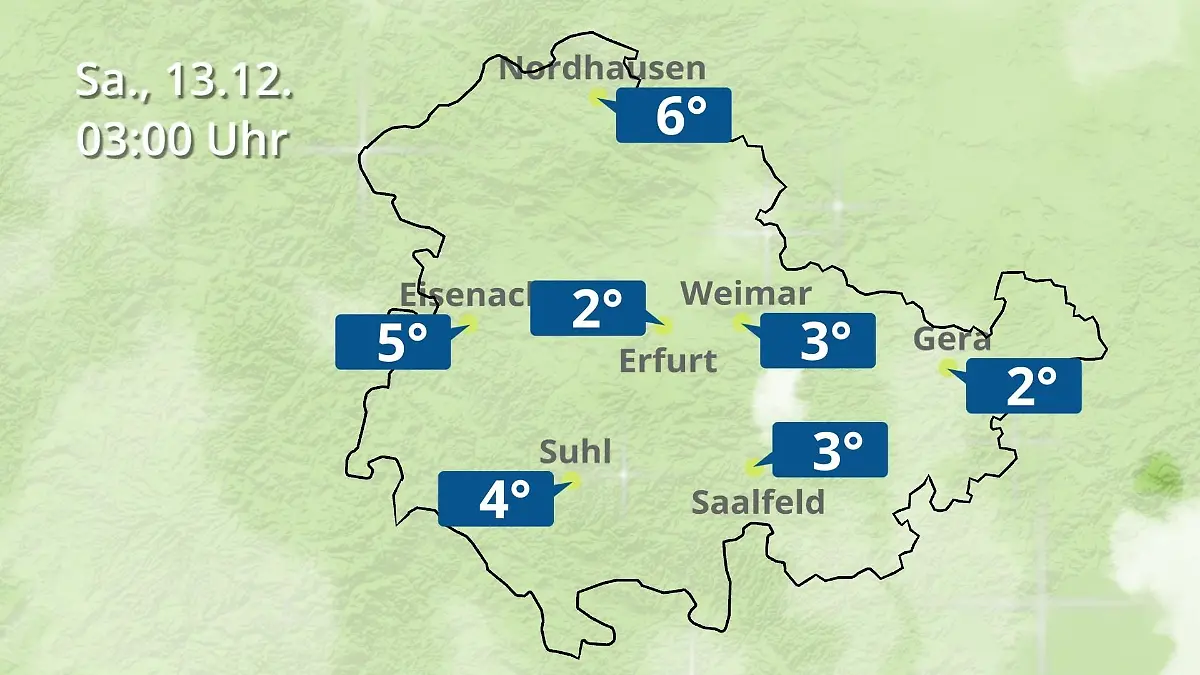 Thüringen: Wie wird das Wetter? Regen- und Wolkenfilm für Erfurt, Gera und Eisenach