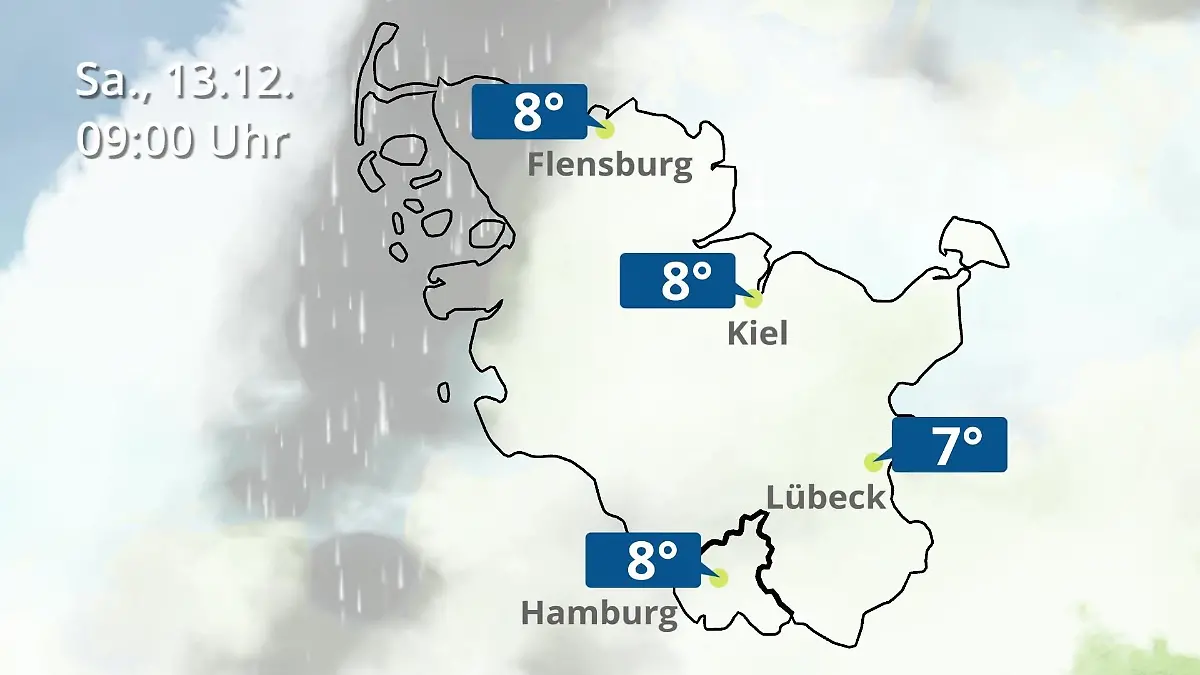 Hamburg, Schleswig-Holstein: Wie wird das Wetter? Regen- und Wolkenfilm für die Nordsee- und Ostseeküste