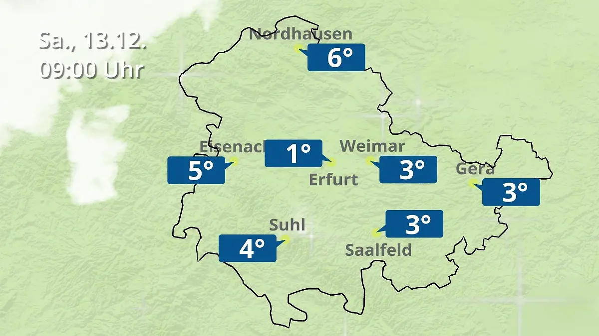 Thüringen: Wie wird das Wetter? Regen- und Wolkenfilm für Erfurt, Gera und Eisenach