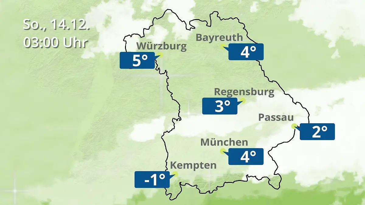 Bayern: Wie wird das Wetter? Regen- und Wolkenfilm für München, Regensburg und Würzburg