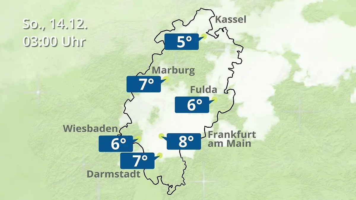 Hessen: Wie wird das Wetter? Regen- und Wolkenfilm für Frankfurt am Main und Wiesbaden