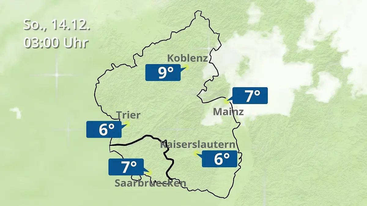 Rheinland-Pfalz, Saarland: Wie wird das Wetter? Regen- und Wolkenfilm für Mainz, Koblenz und Trier