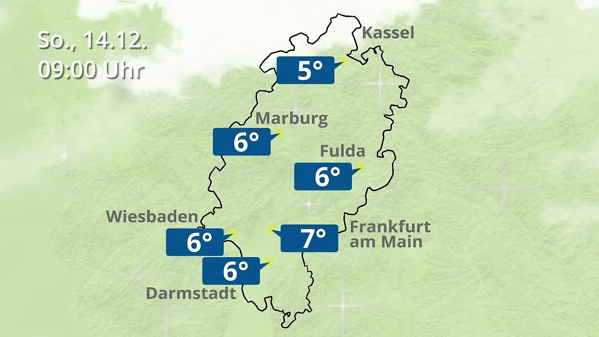 Hessen: Wie wird das Wetter? Regen- und Wolkenfilm für Frankfurt am Main und Wiesbaden