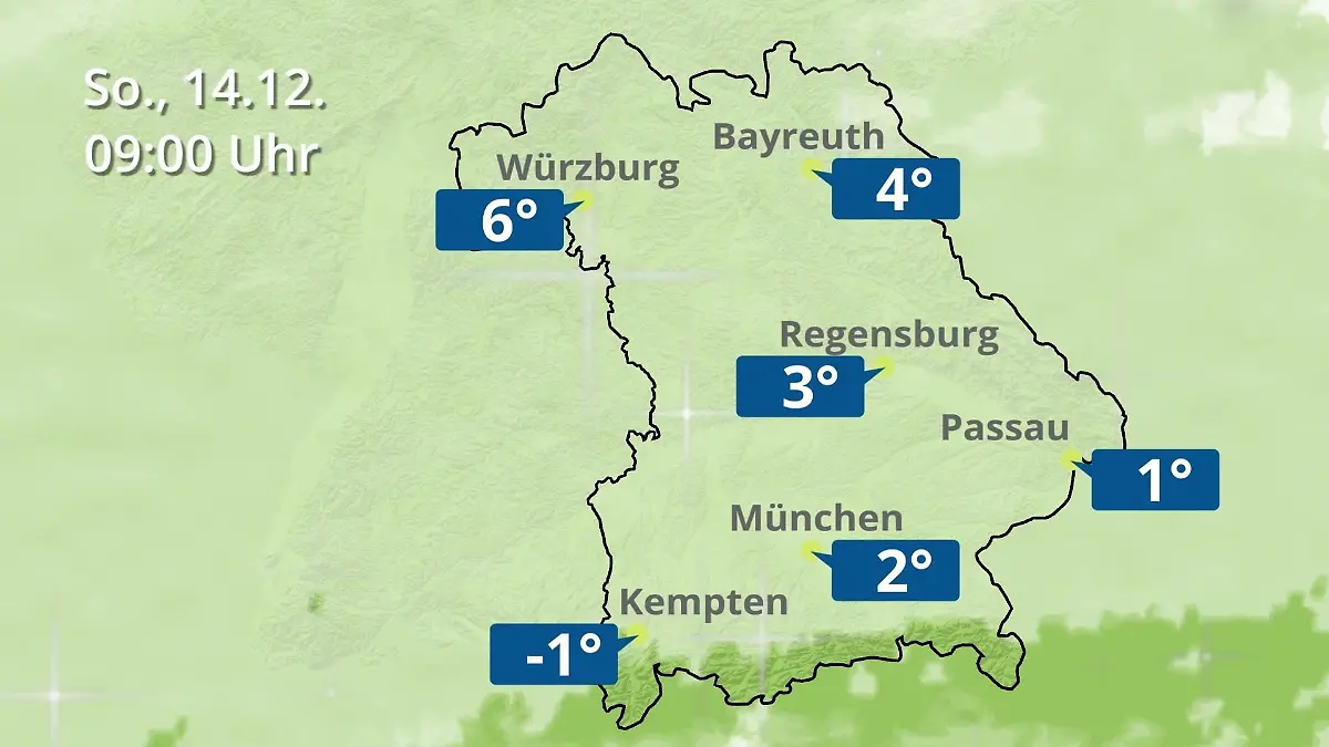 Bayern: Wie wird das Wetter? Regen- und Wolkenfilm für München, Regensburg und Würzburg