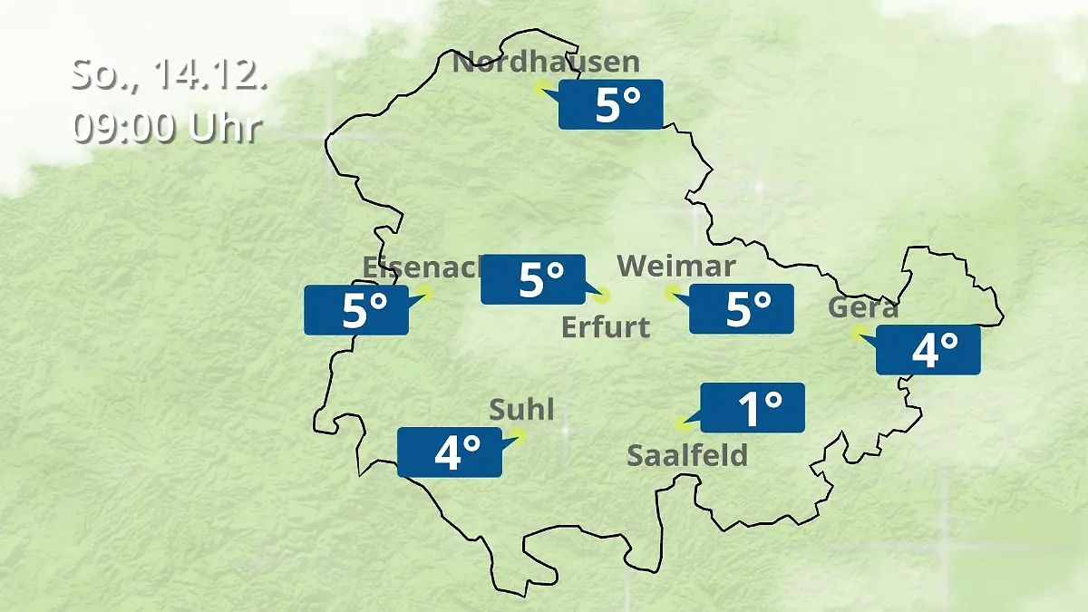 Thüringen: Wie wird das Wetter? Regen- und Wolkenfilm für Erfurt, Gera und Eisenach