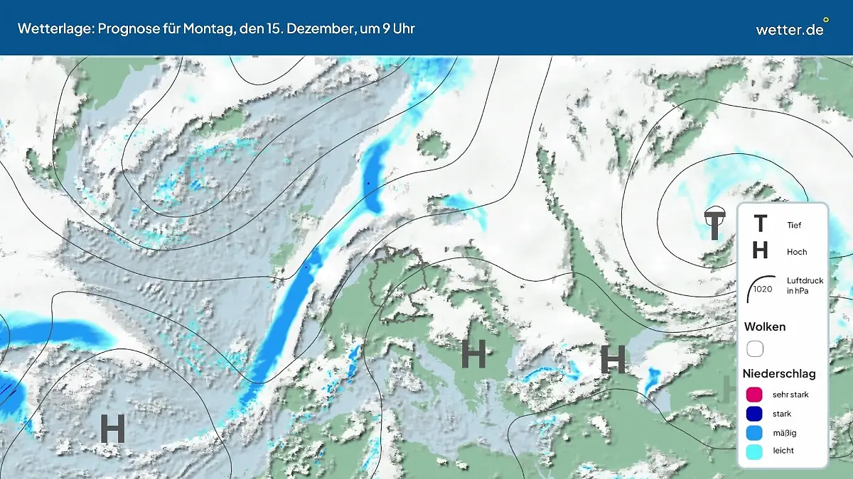 Die Wetterlage der kommenden 5 Tage Hochs und Tiefs über Europa