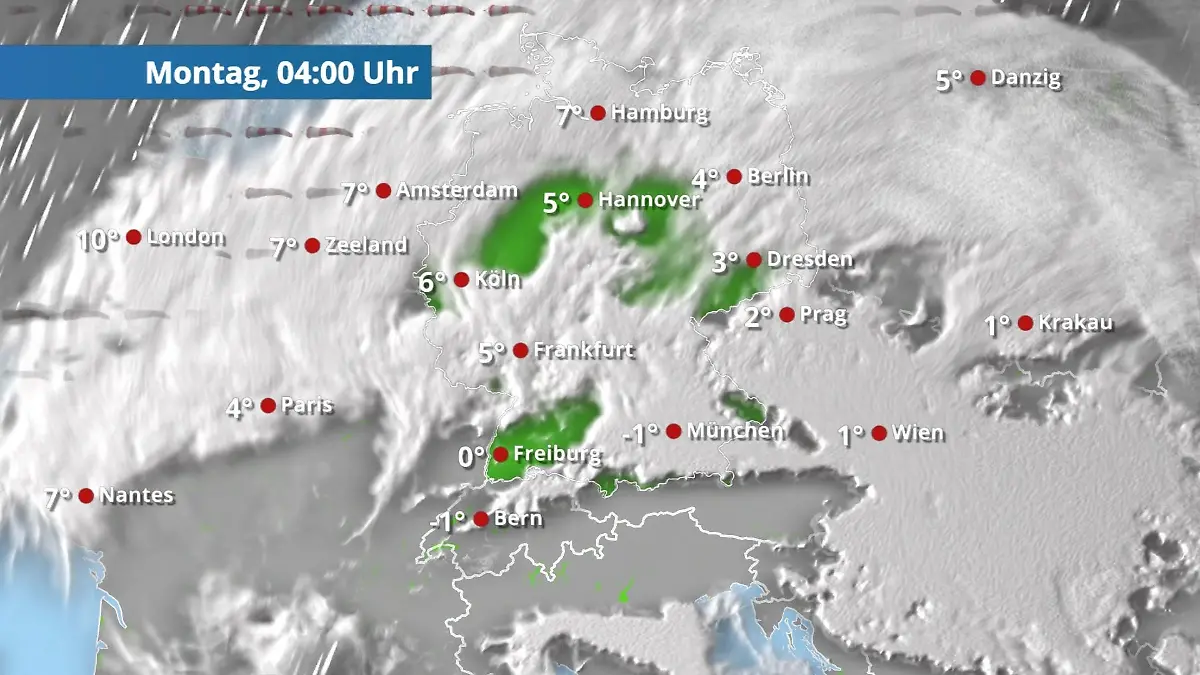 Prognose vom 14. Dezember Der Regen- und Wolkenfilm für 48 Stunden