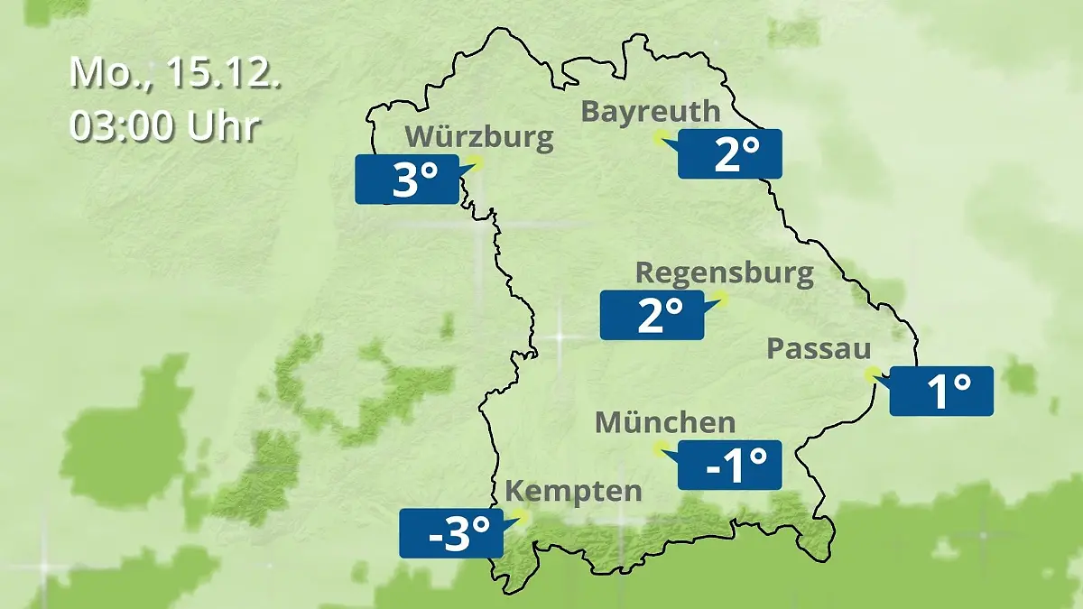 Bayern: Wie wird das Wetter? Regen- und Wolkenfilm für München, Regensburg und Würzburg