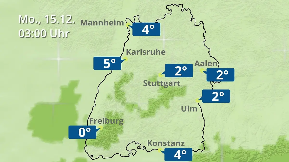 Baden-Württemberg: Wie wird das Wetter? Regen- und Wolkenfilm für Stuttgart, Mannheim und Karlsruhe