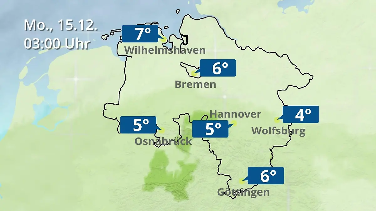 Bremen und Niedersachsen: Wie wird das Wetter? Regen- und Wolkenfilm für Hannover, Osnabrück und Wolfsburg