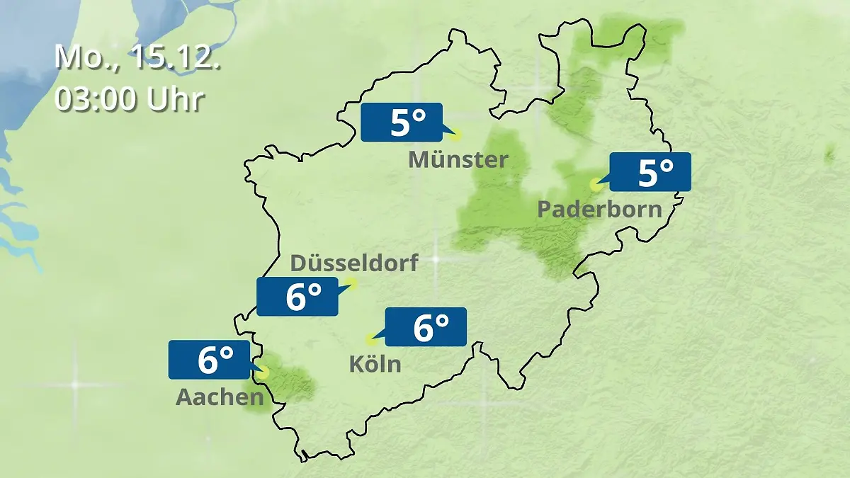 Nordrhein-Westfalen: Wie wird das Wetter? Regen- und Wolkenfilm für Köln, Düsseldorf und Münster