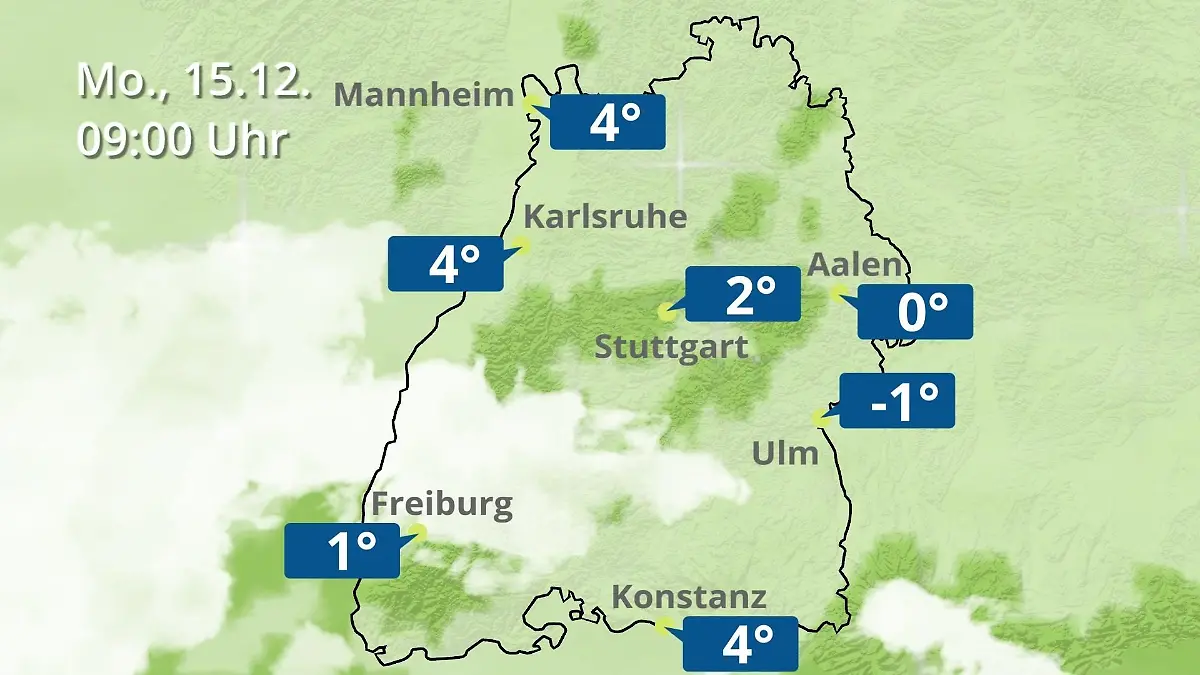 Baden-Württemberg: Wie wird das Wetter? Regen- und Wolkenfilm für Stuttgart, Mannheim und Karlsruhe