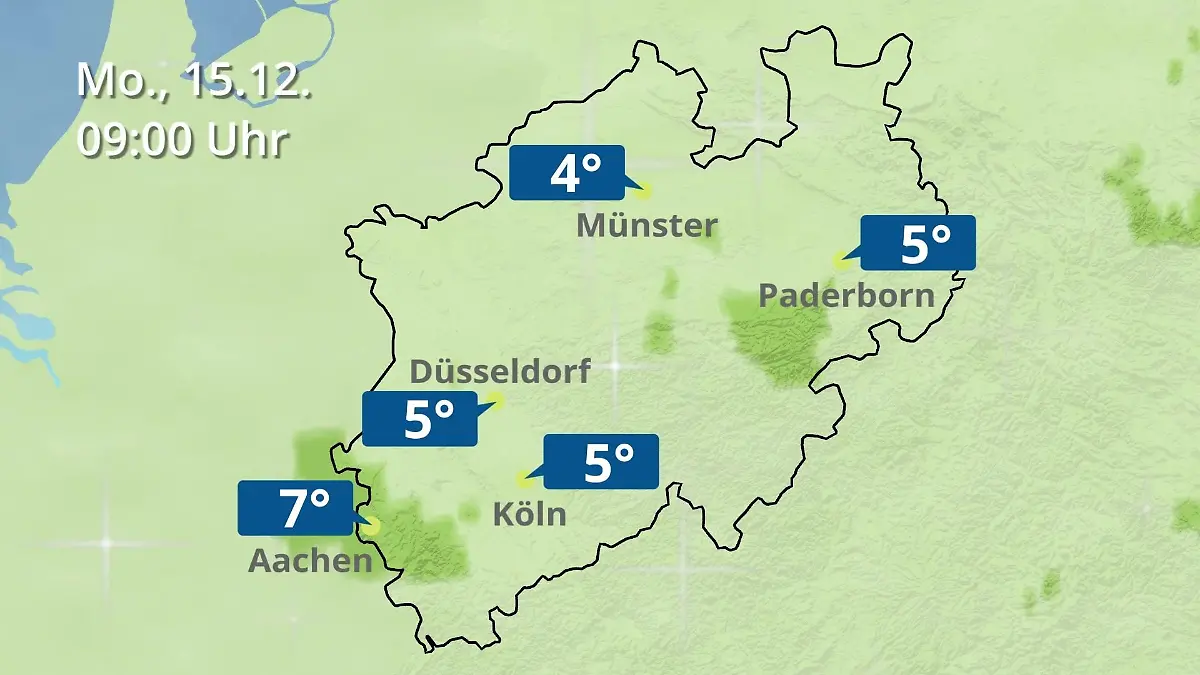 Nordrhein-Westfalen: Wie wird das Wetter? Regen- und Wolkenfilm für Köln, Düsseldorf und Münster