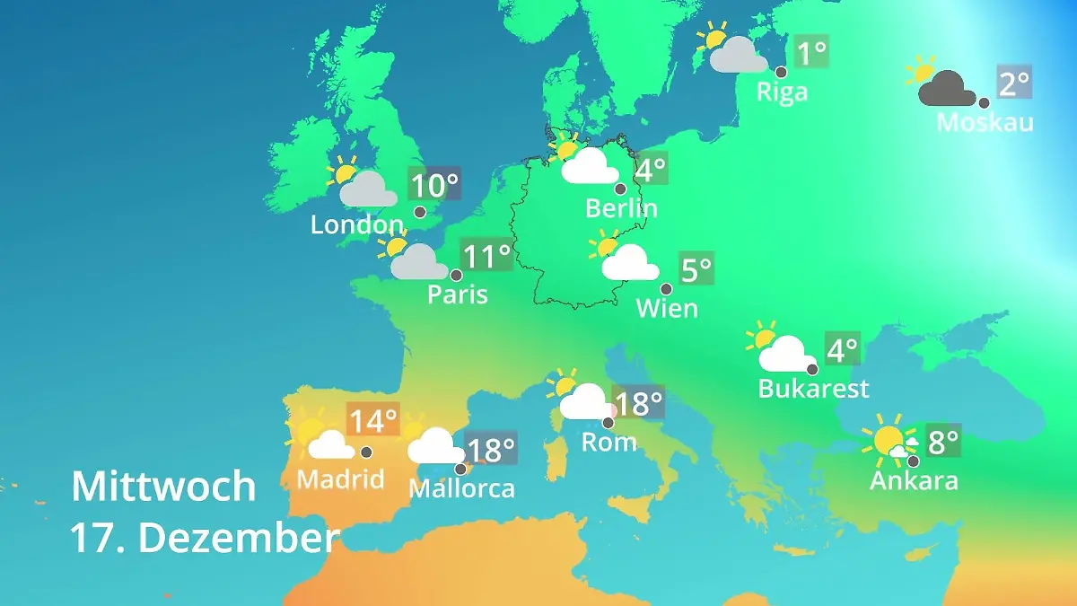 Europa: Wie wird das Wetter? Prognose: Temperaturen von Spanien bis zur Türkei