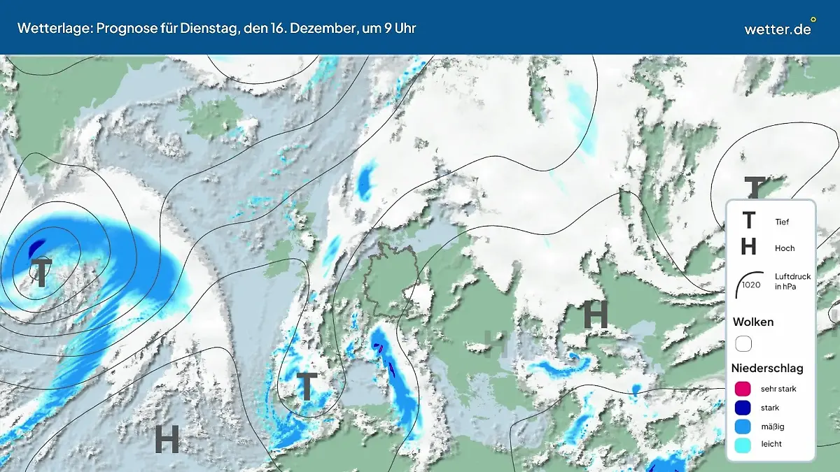 Die Wetterlage der kommenden 5 Tage Hochs und Tiefs über Europa