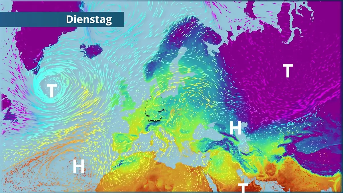 Eisige Winterluft ist hier nicht zu sehen Der Strömungsfilm für Europa für 5 Tage