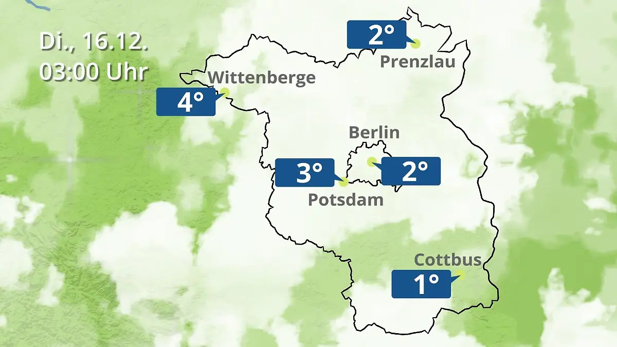 Berlin und Brandenburg: Wie wird das Wetter? Regen- und Wolkenfilm für Potsdam, Cottbus und Wittenberge