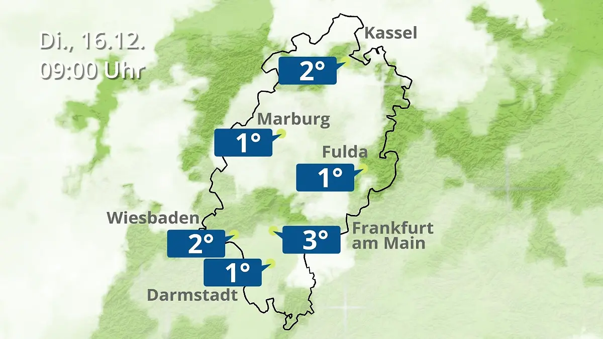 Hessen: Wie wird das Wetter? Regen- und Wolkenfilm für Frankfurt am Main und Wiesbaden