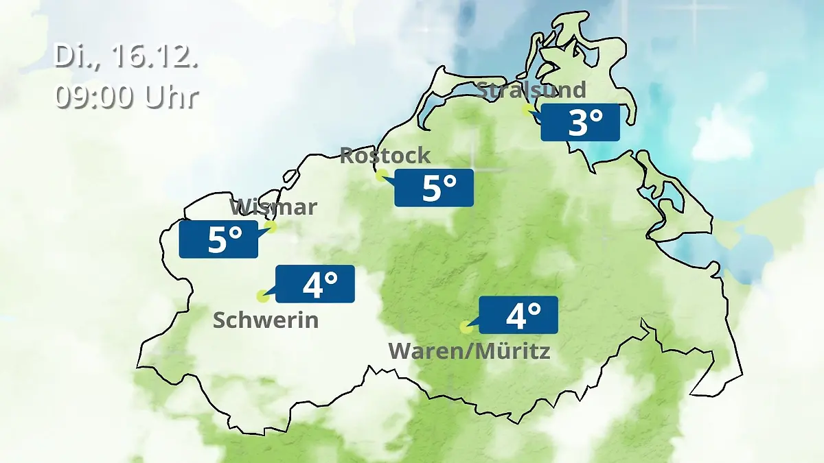 Mecklenburg-Vorpommern: Wie wird das Wetter? Regen- und Wolkenfilm für Rostock, Rügen und die Ostseeküste