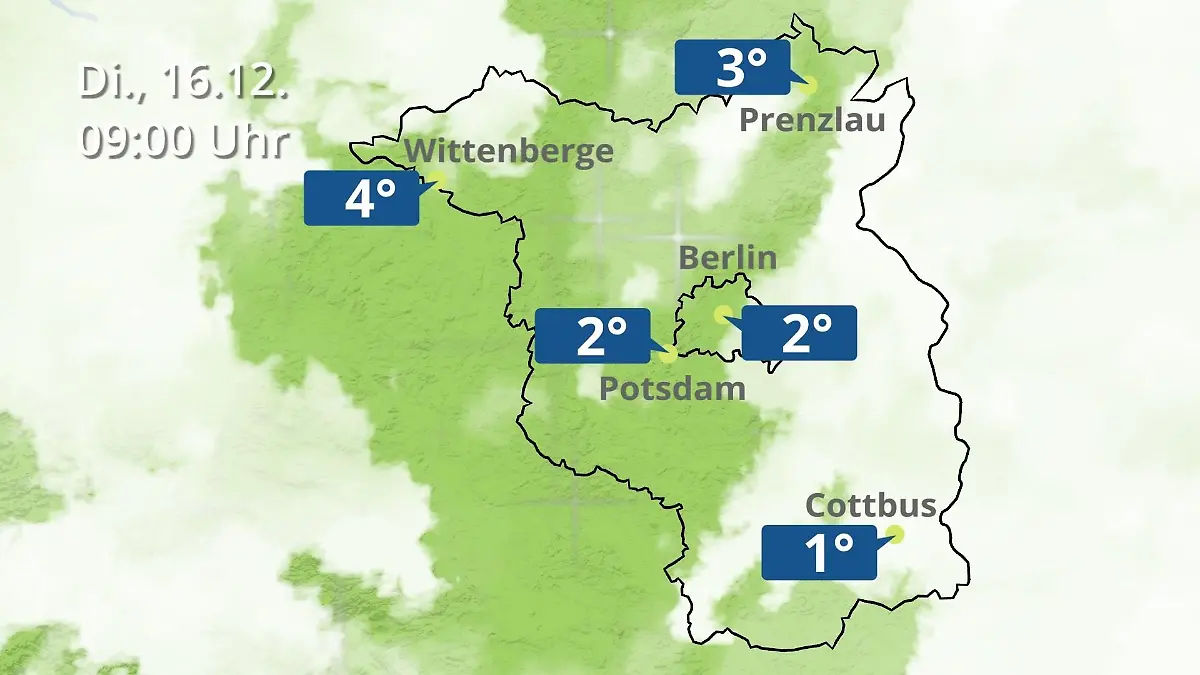 Berlin und Brandenburg: Wie wird das Wetter? Regen- und Wolkenfilm für Potsdam, Cottbus und Wittenberge