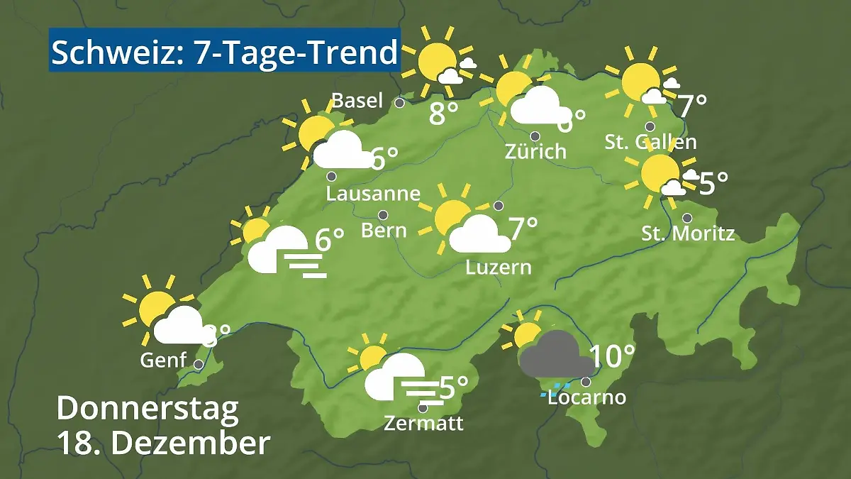 Schweiz: Wie wird das Wetter? Video 7-Tage-Trend: Bern, Basel, Genf, Zürich