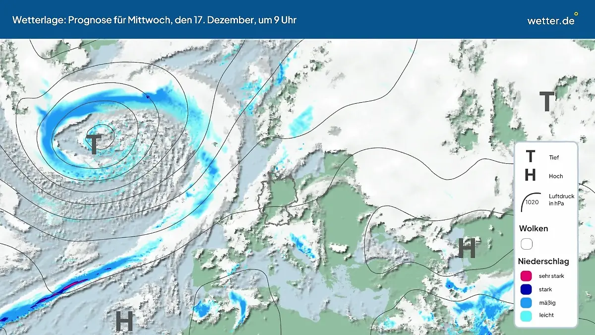 Die Wetterlage der kommenden 5 Tage Hochs und Tiefs über Europa