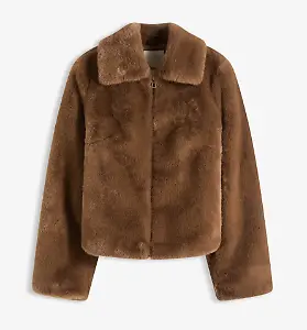 Kurze Fellimitat-Jacke