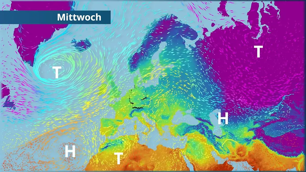 Mächtiger Atlantiksturm schaufelt Wärme nach Deutschland Der Strömungsfilm für Europa für 5 Tage