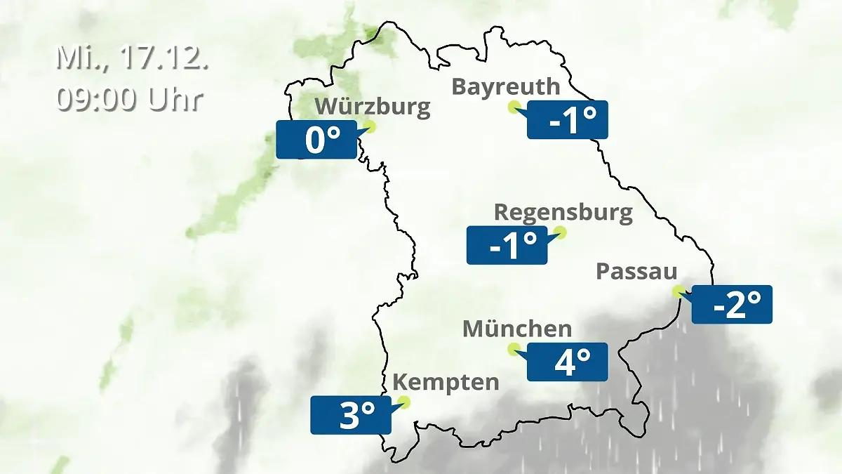 Bayern: Wie wird das Wetter? Regen- und Wolkenfilm für München, Regensburg und Würzburg