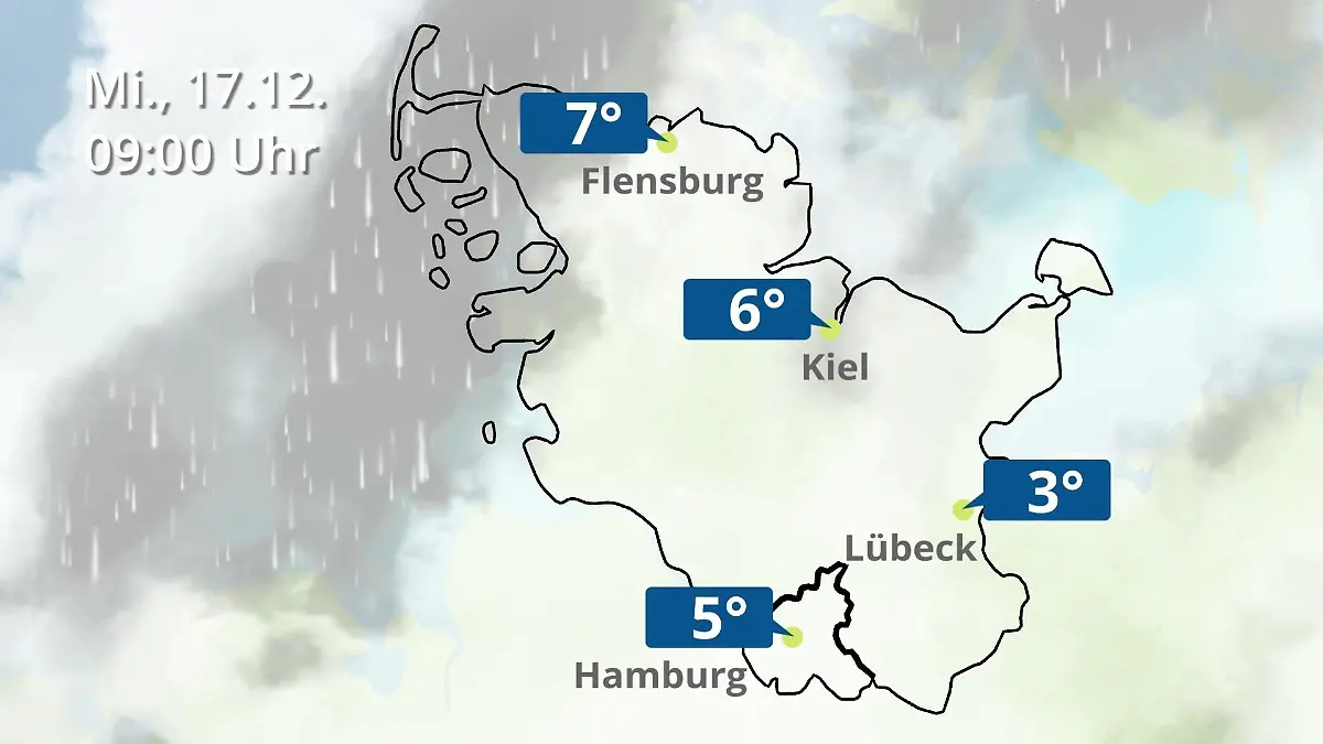 Hamburg, Schleswig-Holstein: Wie wird das Wetter? Regen- und Wolkenfilm für die Nordsee- und Ostseeküste