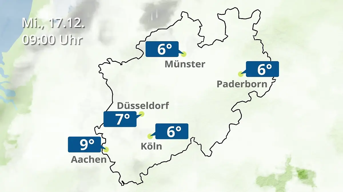Nordrhein-Westfalen: Wie wird das Wetter? Regen- und Wolkenfilm für Köln, Düsseldorf und Münster