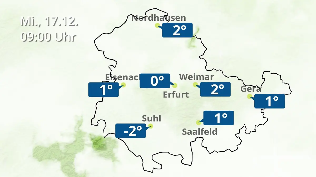 Thüringen: Wie wird das Wetter? Regen- und Wolkenfilm für Erfurt, Gera und Eisenach