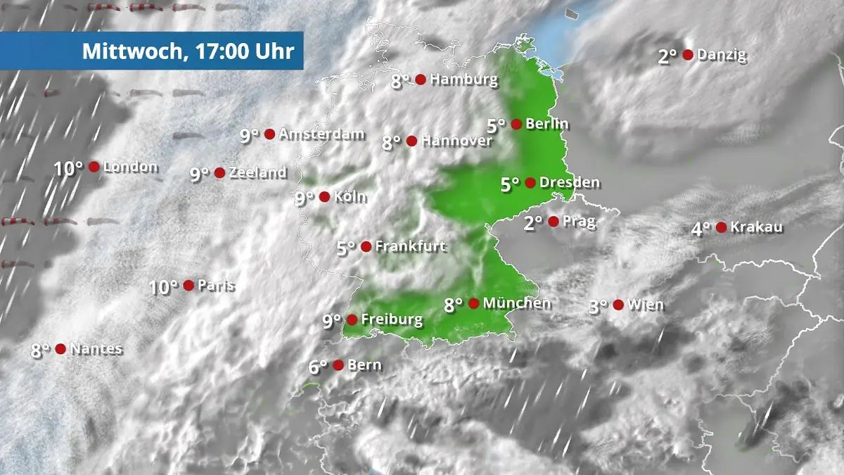 Im Westen halten sich die Wolken hartnäckig Der Regen- und Wolkenfilm für 48 Stunden