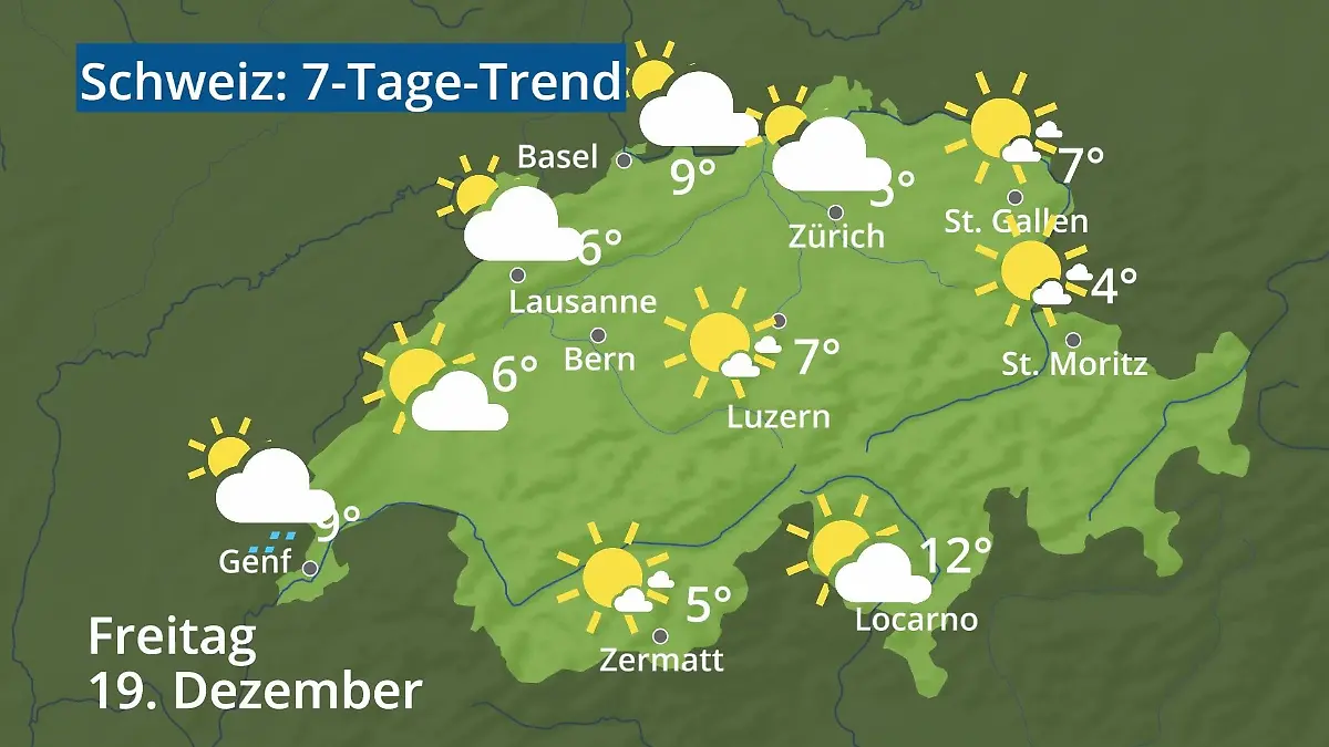 Schweiz: Wie wird das Wetter? Video 7-Tage-Trend: Bern, Basel, Genf, Zürich