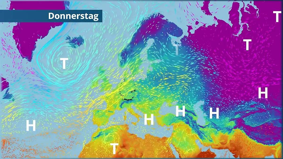 Erst noch sehr mild, dann schrittweise kühler Der Strömungsfilm für Europa für 5 Tage