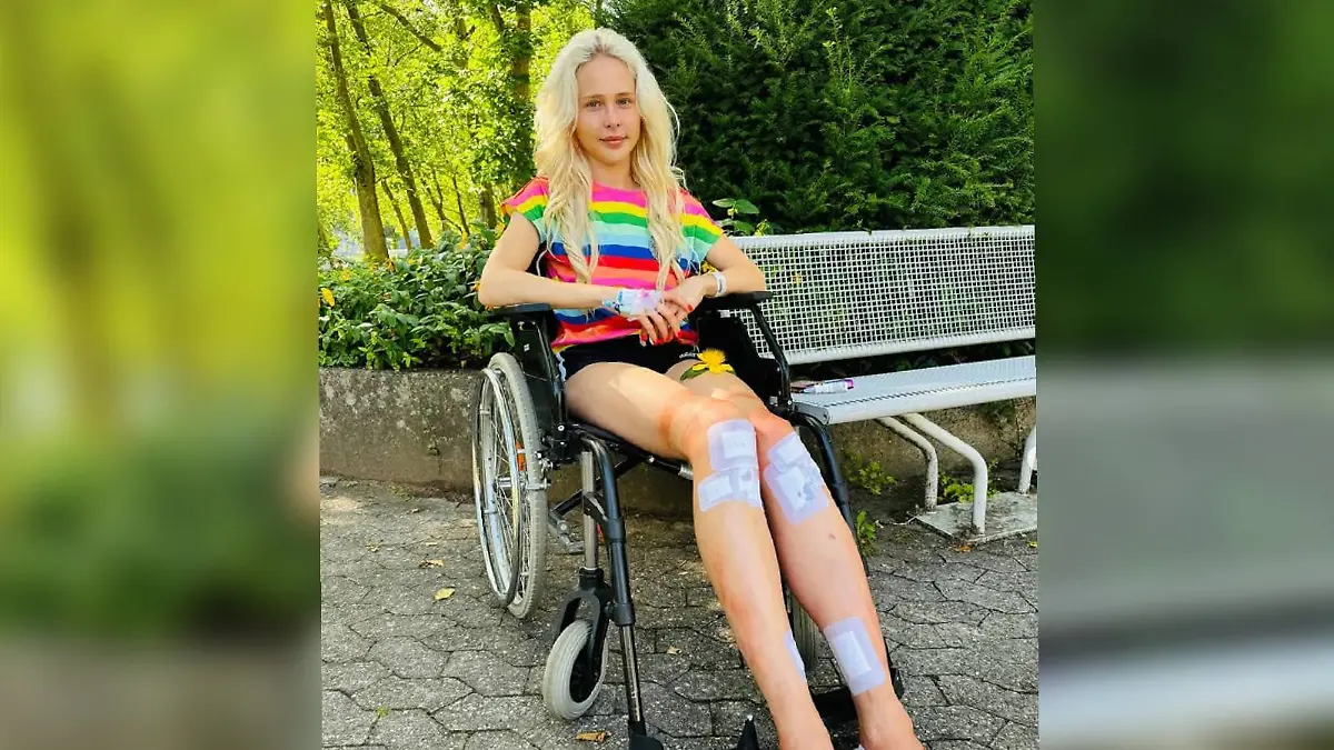 Theresia Fischer nach ihrer letzten Bein-OP.