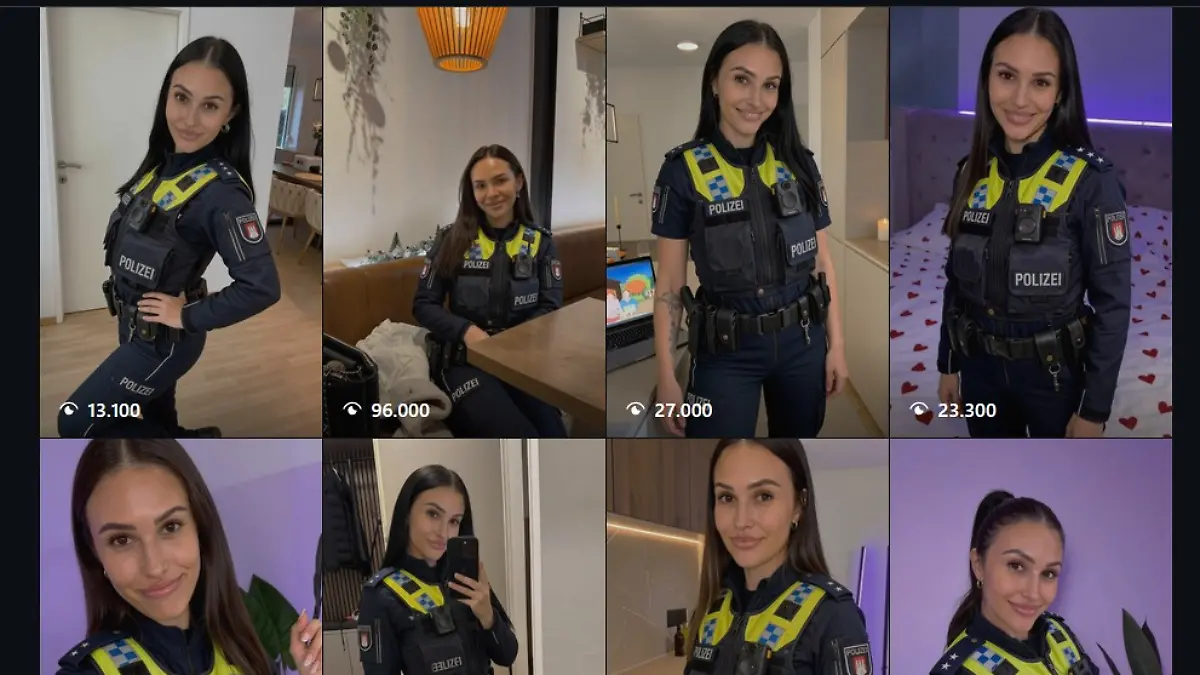 Diese vermeintliche Polizistin zeigt sich in Uniform auf Social-Media.