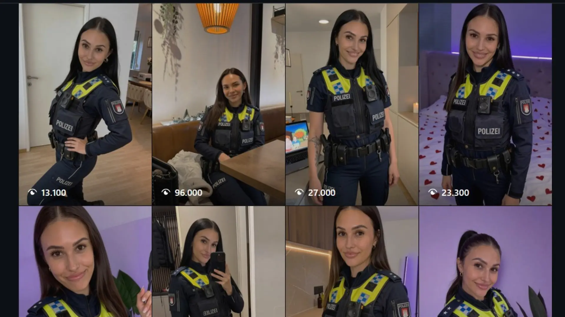 Diese vermeintliche Polizistin zeigt sich in Uniform auf Social-Media. 