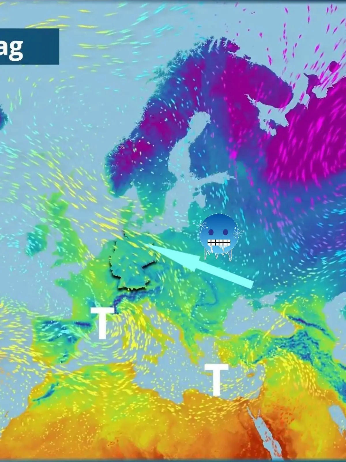 Bild zu: "So dreht die Strömung langsam auf kalte Ostluft"