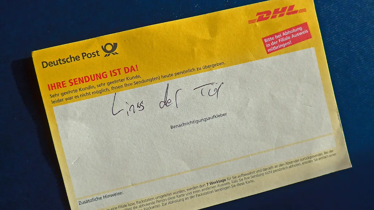 Benachrichtigungskarte der DHL