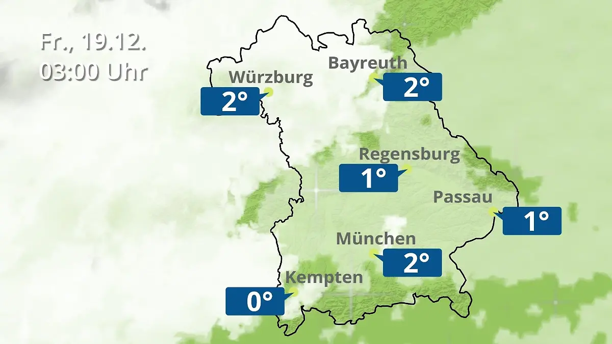 Bayern: Wie wird das Wetter? Regen- und Wolkenfilm für München, Regensburg und Würzburg
